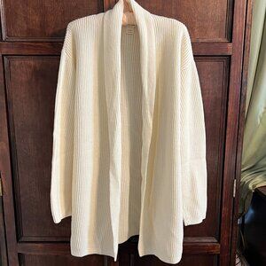 Club Monaco Ribbed Open Front Wool Cashmere Cardigan Ivory size M/L